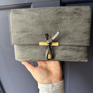 Slate Blue Clutch with Gold Accent